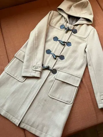 MUJI 베이지 후드 부착 더플 코트