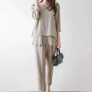 La-gemme 라지엠 백 레이스 셋업 그레이쉬 베이지 L