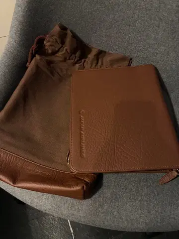 JAL 트래블 오거나이저 일본항공 브라운 가죽 클러치백