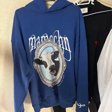 mamechiyo 소 프린트 후드 부착 후드티