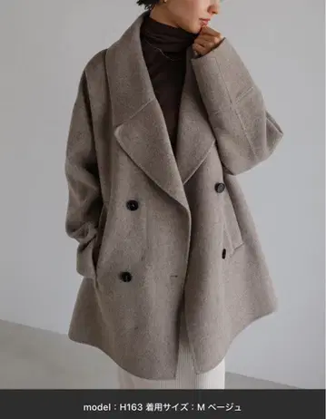 evernavy 울 리버 P 코트 베이지