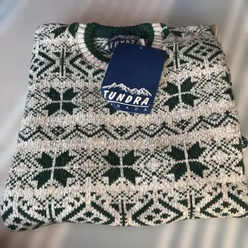 새상품 TUNDRA 눈꽃 패턴 니트 스웨터 XL 그린 CANADA