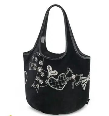 싱크비 / 리본과 하트 자수가 있는 블랙 토트백