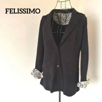 FELISSIMO 펠리시모 [자수] [허리 쉐이프] 블랙 자켓 M