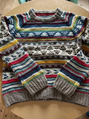 멀티 컬러 기하학 패턴 니트 스웨터 울 코튼 중심 패턴 SV10