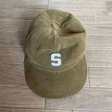 카키 코듀로이 야구 모자 S 로고 구제 의류