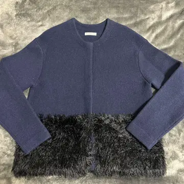 네이비 노카라 니트 자켓 퍼얀