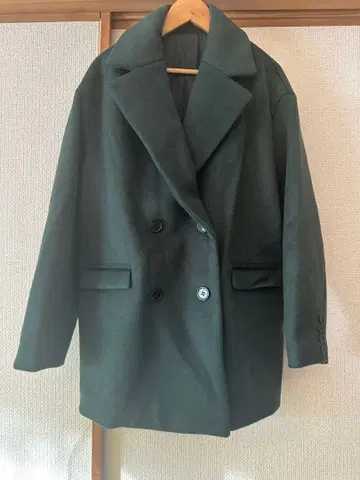 뤼미에 다크 그린 더블 브레스트 체스터 코트