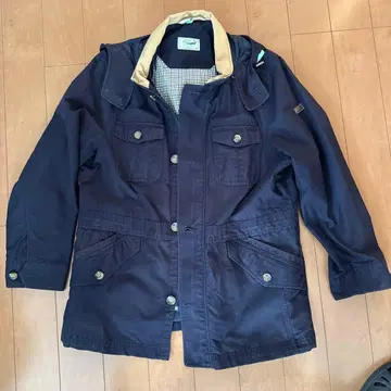 Crocodile 후드 부착 네이비 자켓 M