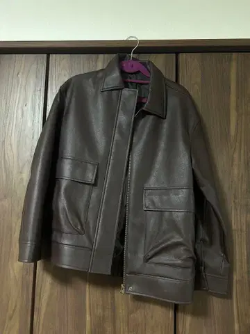 GU 가죽 자켓 브라운 S 사이즈