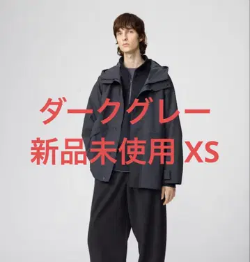 UNIQLO U 블록 테크 유틸리티 후드티 다크 그레이 XS