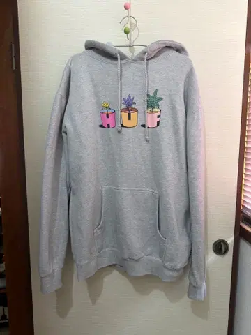 HUF 오버 사이즈 후드티 그레이 속기모