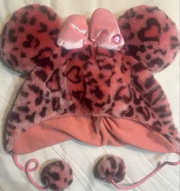 디즈니 팬캡 레오파드 무늬 핑크 머리띠 모자