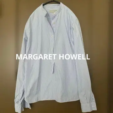 MARGARET HOWELL 밴드 카라 풀오버 스트라이프 셔츠