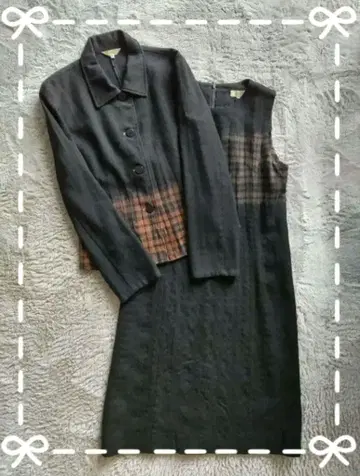 자켓과 원피스 셋업 / 블랙 / 체크 / 가을/겨울 / 40 / L