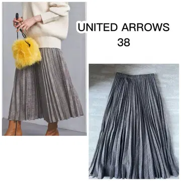 UNITED ARROWS 체크 플리츠 스커트 38