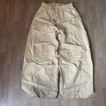 베이지 코튼 와이드 팬츠 치노 팬츠