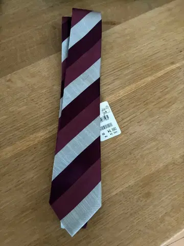 실크제 버건디 스트라이프 넥타이