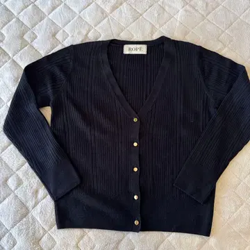 ROPE 블랙 V넥 리브 가디건 미사용품!