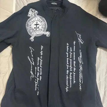 블랙 자수 로고 집업 저지