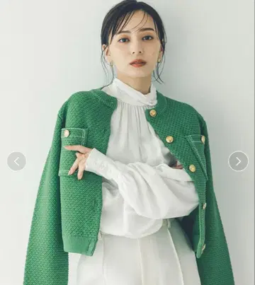 anuans 아뉴앙스 노카라 니트 자켓 그린 가디건