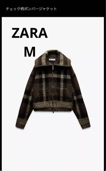 ZARA 체크 무늬 봄버 자켓 M