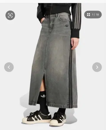 아디컬러 쓰리 스트라이프 데님 펜슬 스커트 / 아디다스 오리지널스