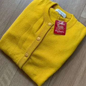 새상품 캐시미어 100% 가디건 머스타드 M