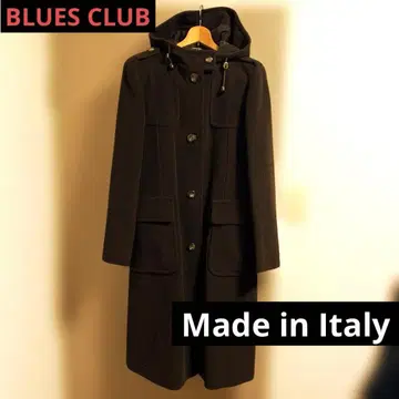 블루스 클럽 메이드 인 이탈리아 후드 부착 다크 브라운 롱 코트