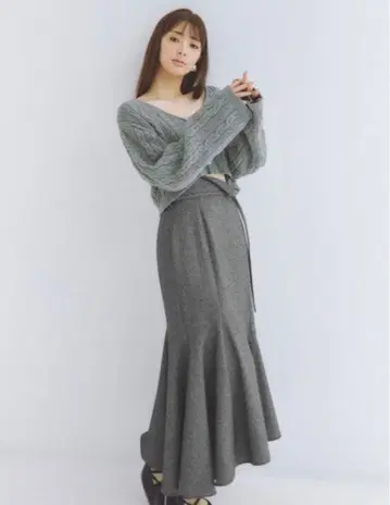 프레이 아이디 비대칭 머메이드 스커트 그레이