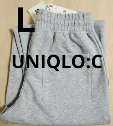새상품 UNIQLO C 맨투맨 와이드 팬츠 표준 기장 그레이 L 유니클로