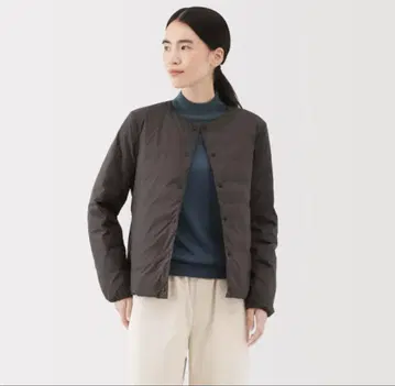 무인양품 경량 다운 포켓터블 노카라 자켓