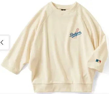 MLB 다저스 로고 자수 칠부 소매 맨투맨 트레이닝복