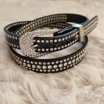 여성용 큐빅 장식 크로커다일풍 벨트 y2k