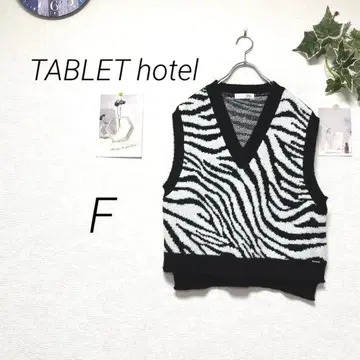 8946-1 TABLET hotel 제브라 패턴 니트 베스트 F 캐주얼