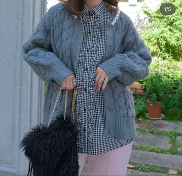 UNMINOU 개더 깅엄 체크 블라우스