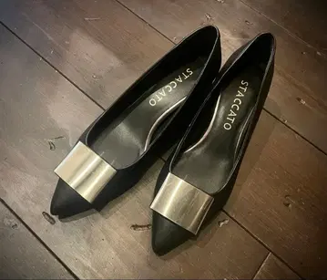 STACCATO 블랙 스틸레토 펌프스 플레이트 스태커토