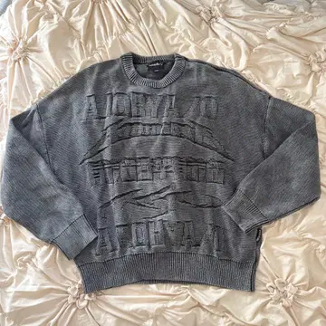 아조바이아조 로고 직조 풀오버 그레이