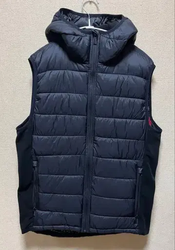 ZARA MAN/후드 부착 다운 베스트/수납 봉투/나일론 자켓/블랙 L