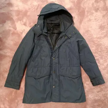 네이비 후드 부착 다운 자켓 컴시즘