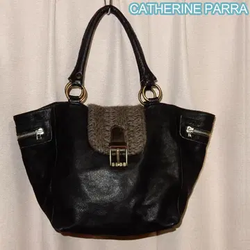 CATHERINE PARRA 블랙 가죽 핸드백