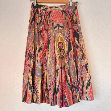새상품급 Margaret Howell 페이즐리 무늬 플리츠 스커트
