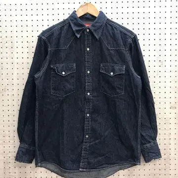 올드 레트로 아메카지 워크 스트릿 구제 의류 데님 웨스턴 셔츠