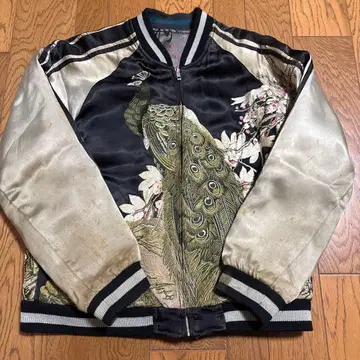 공작 자수 새틴제 스카잔 리버서블