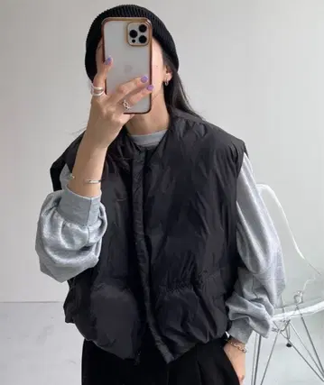 블랙 다운 베스트 오버 사이즈