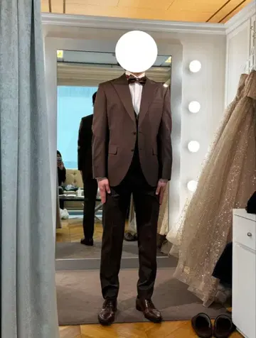 AULANOVA 브라운 턱시도 보타이 치프 윙카라 포함