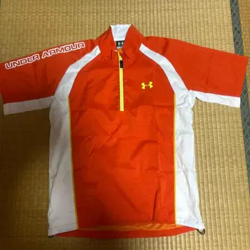 언더아머 하프 지퍼 셔츠 SM 오렌지/화이트