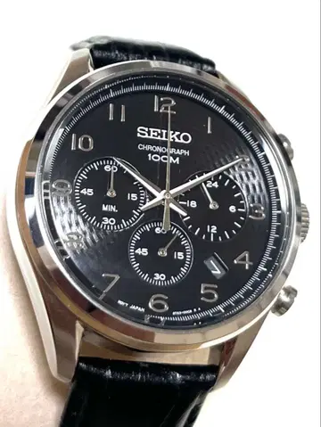 하자품 SEIKO 크로노그래프 100M 손목시계 블랙 다이얼 남성용