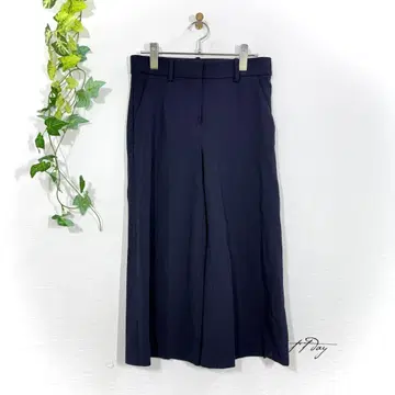 띠어리 크롭 와이드 팬츠 (XS) 네이비 컬러 네이비 스트레치 심플