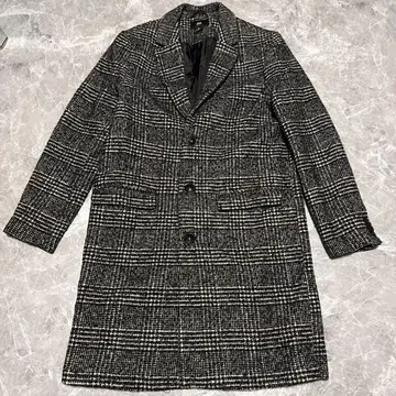 H&M 체스터 코트 블랙 화이트 체크 48